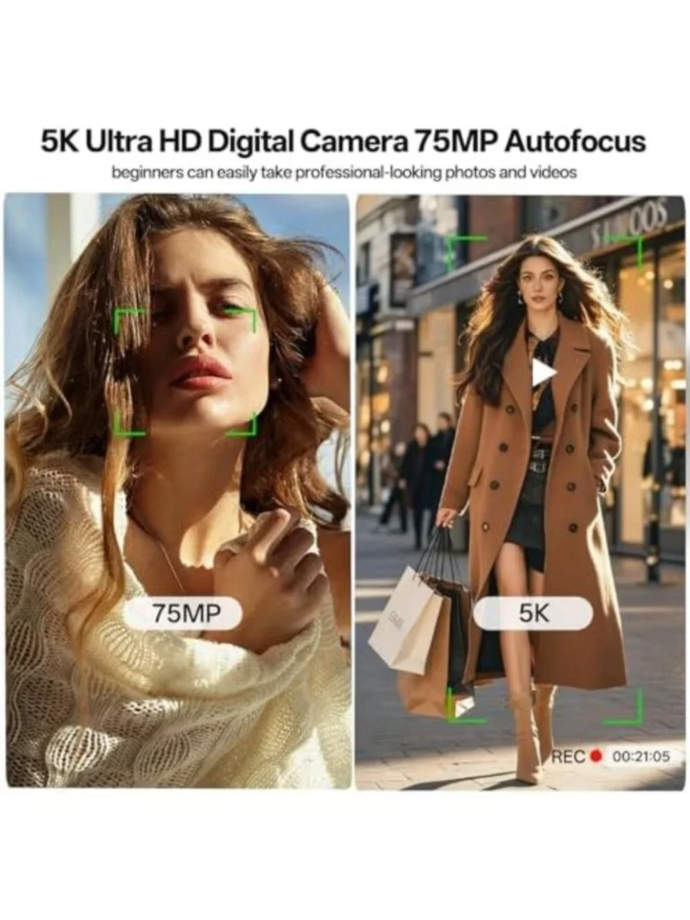 5K Digital Camera for Photography, 18X Zoom, 64GB Storage, UHD Dual Lens